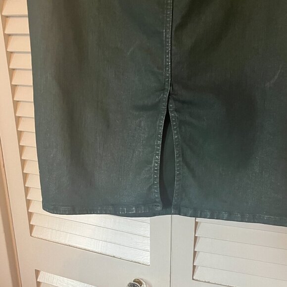 NWT Anthropologie Pilcro Coated Denim Pencil Skirt dark green 14 - Picture 7 of 11